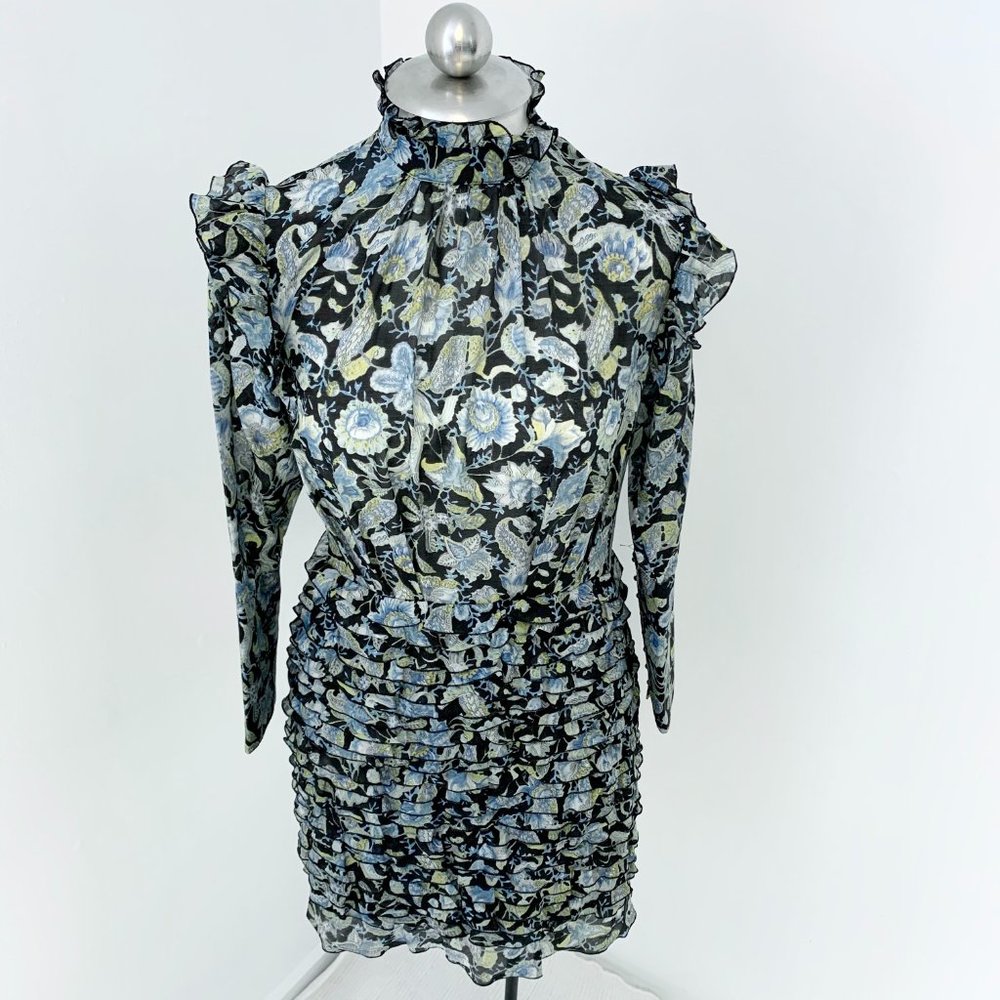 Robert Rodriguez 6 Silk Cotton Print Ruffle Dress - Picture 5 of 16
